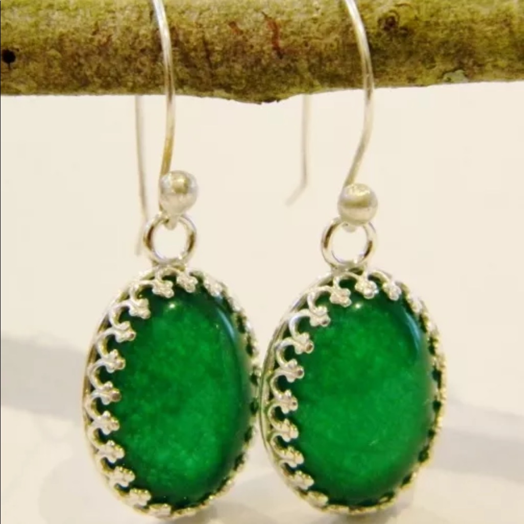 Sterling Silver Earrings With Green Onyx Jewelry